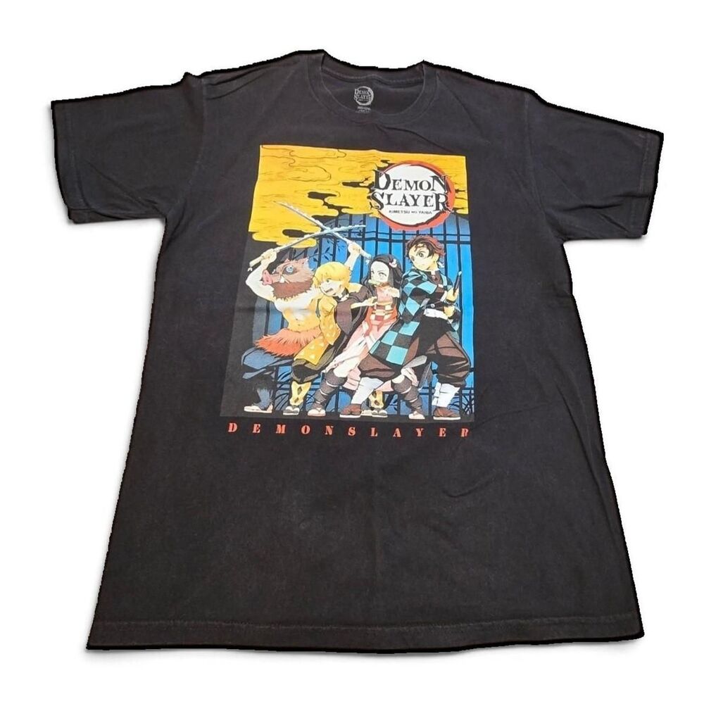 Demon Slayer Kimetsu no Yaiba Anime Graphic T-Shirt Black Sz M 19-23 P2P